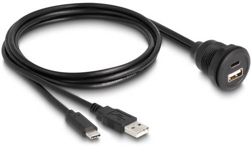 Delock USB 2.0 Adapter [1x USB-C Stecker, USB-A Stecker - 1x USB-C Buchse, USB-A Buchse] 88102 1m