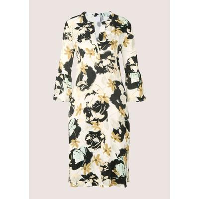 Sommerkleid MADELEINE "Viskosekleid Print-Kleid mit Volants", Damen, Gr. 40, N-Gr, weiß (wollweiß, multicolor), Obermaterial: 100% Viskose CV., Modern, Kleider Sommerkleid, Volants