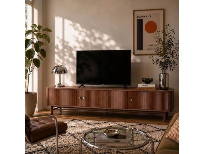 Meuble tv placage chêne teinté noyer 180 cm