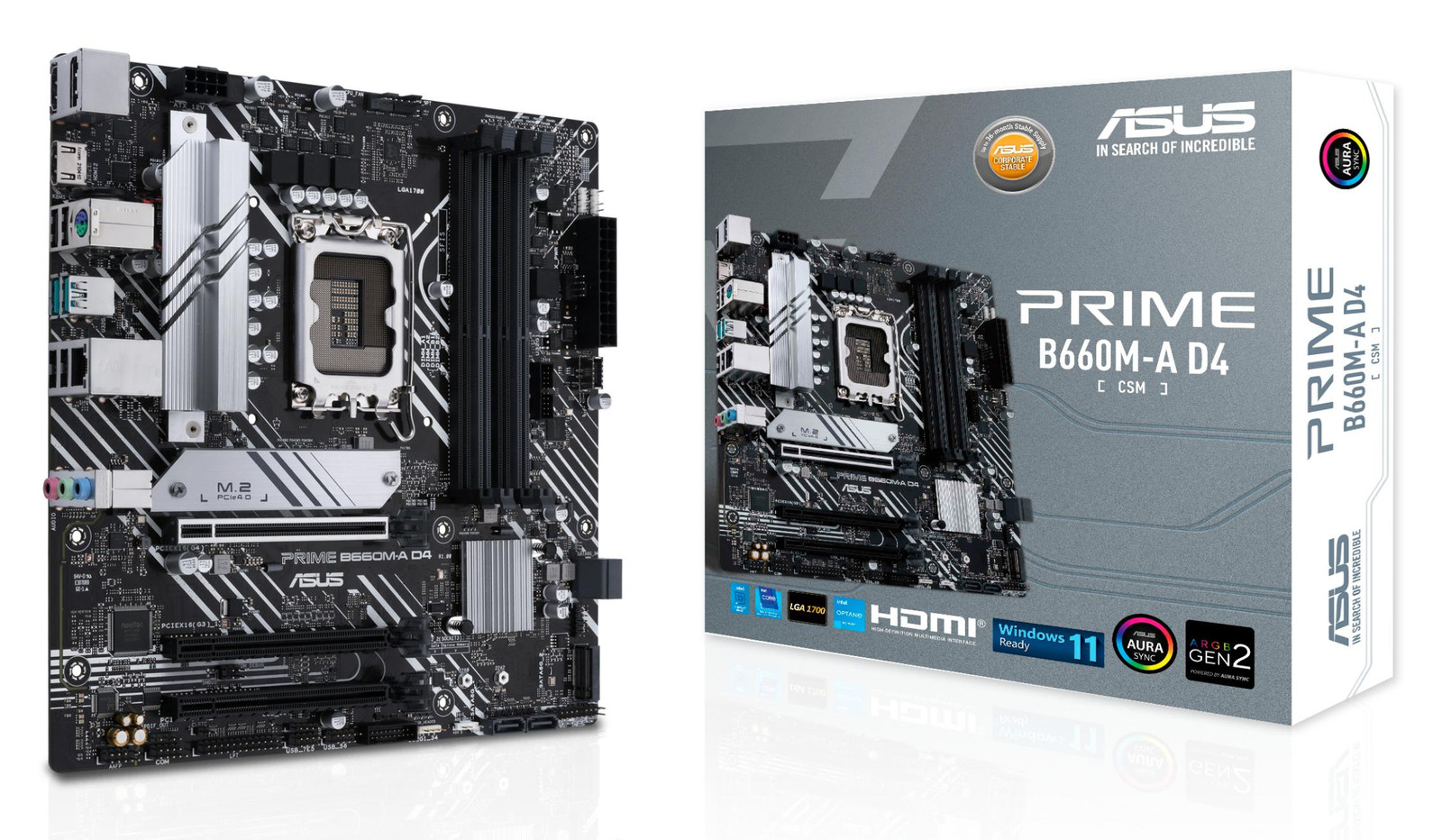 Asus Prime B660M-A D4-CSM Moederbord LGA1700 B660 USB3.2 Gen 2