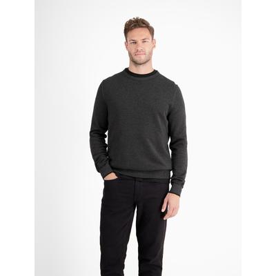 Strickpullover LERROS "Sportiver Strickpullover", Herren, Gr. 3XL, grau (schwarz), 100% Baumwolle, Rundhals, Pullover Strickpullover, Grober Strickpullover in Two-Tone-Optik, sportlicher Stil