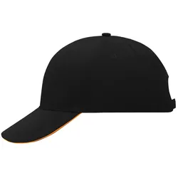 Basecap "MB024" 6-Panel-Sandwich - black/orange