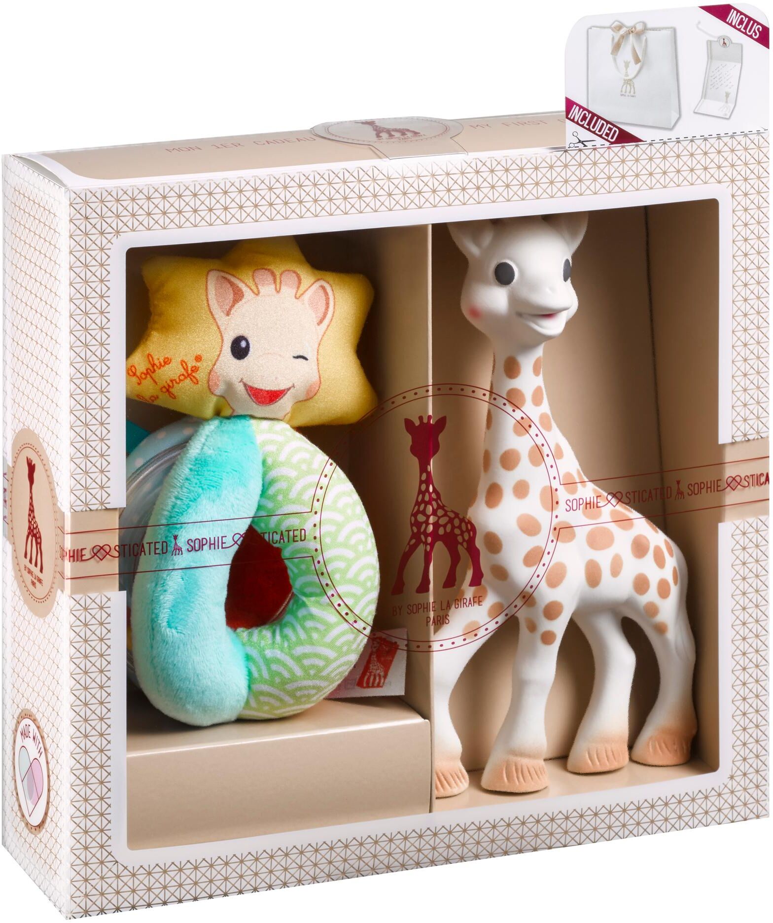 Neugeborenen-Geschenkset SOPHIE LA GIRAFE "Rassel", Jungen, bunt (mehrfarbig), Obermaterial: 65% Baumwolle, 35% Polyester, KOB Set-Artikel Neugeborenen-Geschenkset mehrfarbig Einheitsgröße