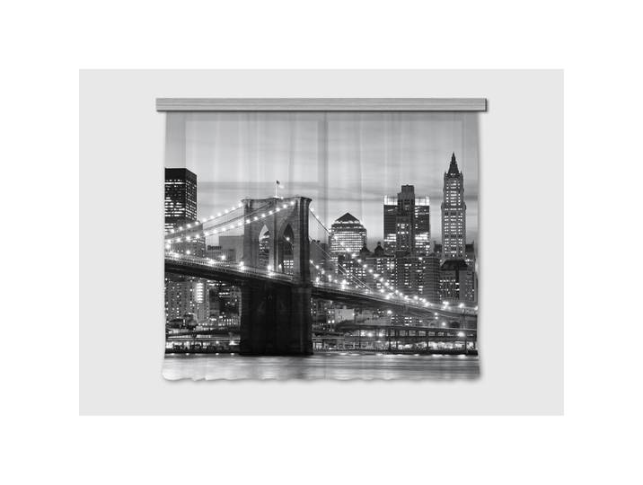 Ag Art - Brooklyn Bridge New York Rideau Imprimés Pont De Brooklyn Illuminé 180x160 Cm\, 2 Pièces