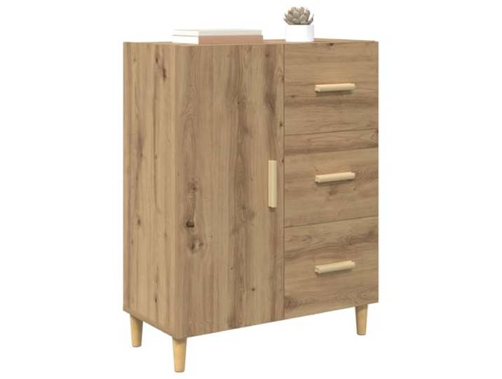 KTHLBRH Anrichte Eiche handgefertigt 34 x 69,5 x 90 cm Mehrschichtholz 3 Schubladen, 1 Tür, rechteckiges Wohnzimmerschrank, einfache Montage, geringe Wartung
