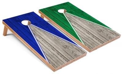 Skip's Garage Royal and Kelly Pyramid Regulation 2x4 Cornhole Board Set