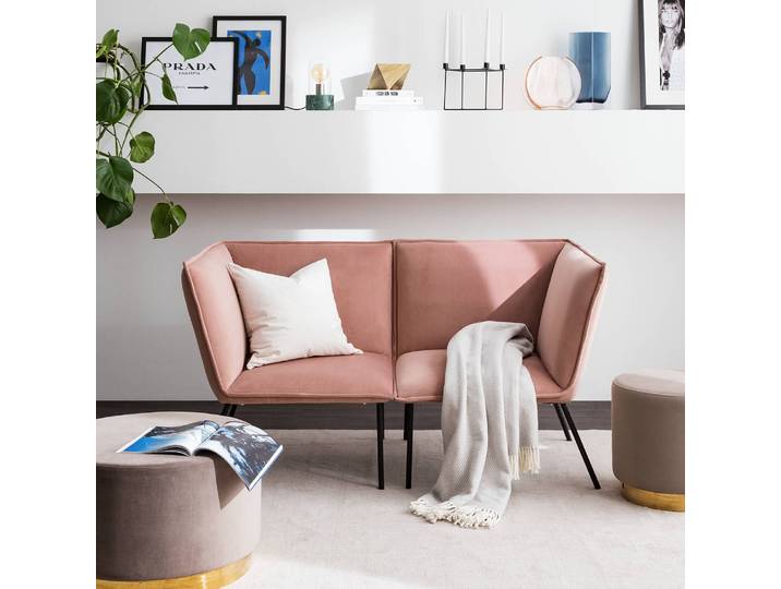 Sofa Dorado 2-Sitzer Pink/Altrosa Samt 140 x 76 x 76cm Glamour