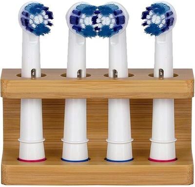 Market Central Bamboo Toothbrush Holder Multi Compartment Bathroom Organizer With Toothpaste Storage 4holes