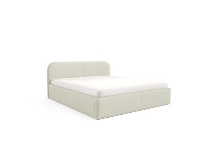 Dekori Möbel BELMI Slim Polsterbett mit Bettkasten, und Holzrahmen, Stauraum, Bouclé-Stoff (Quelle 02 (Creme), 140x200 cm)