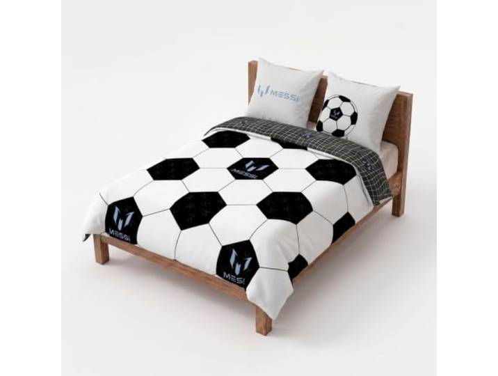 Jay Franco Messi Football Bettwäsche-Set – Superweiche Kinder-Bettwäsche mit Kissenbezug, NUR BETTBEZUG (Füllung Nicht enthalten), Weiß, 3-teilig Doppelbett