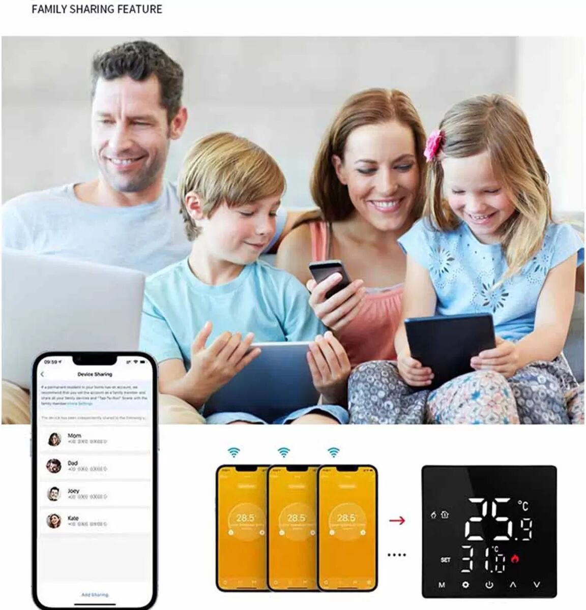 INF Zigbee Smart Thermostat für elektrische Fußbodenheizung mit externem Sensor Schwarz