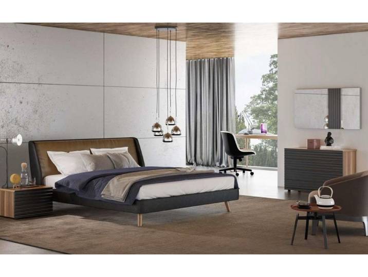 Xlmoebel Schlafzimmer-Set Holzmöbel Garnitur: Bettgestell, Nachttische, Kommode, Spiegel, (5-tlg), Made in Europa