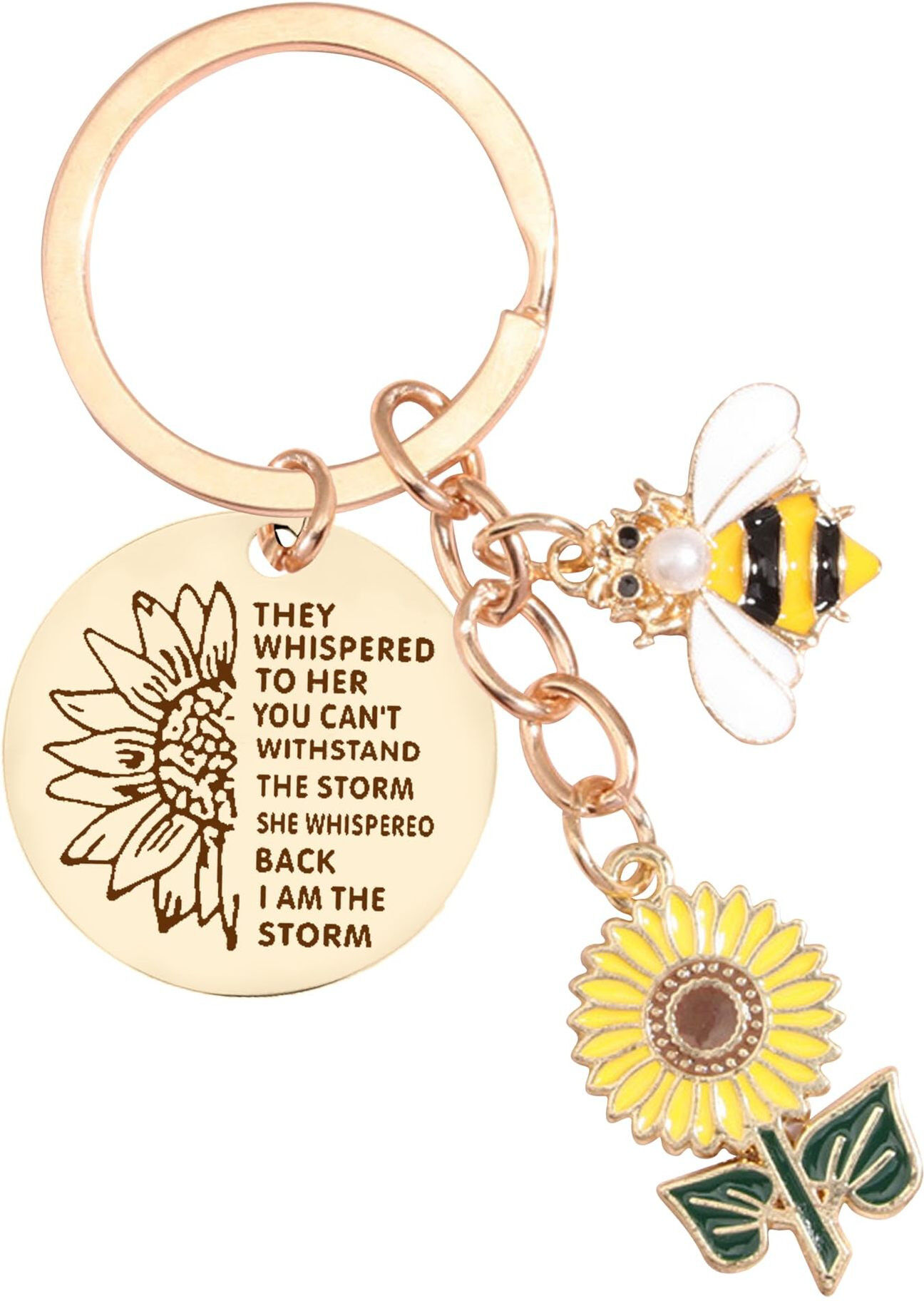 INF Porte-clés abeille tournesol - Porte-clés en acier inoxydable - Cadeau model 2
