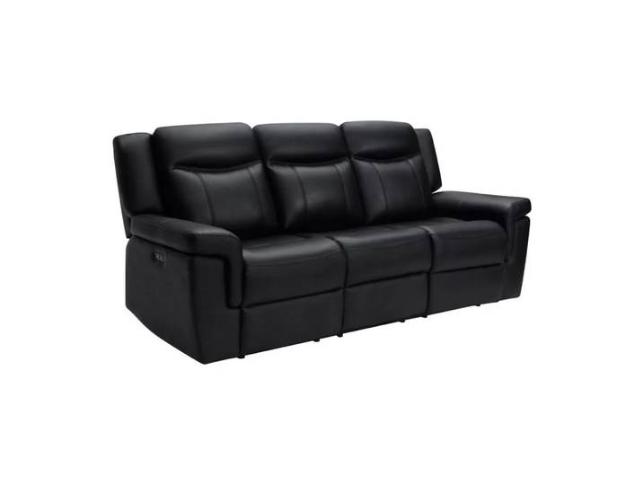 Vente-unique - Relaxsofa elektrisch 3Sitzer Leder KENNETH, One Size, Schwarz