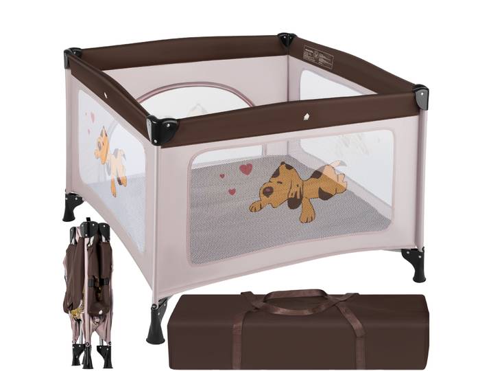 Parc Bébé, Lit de voyage Pliant Tommy Junior 105x105x78cm - marron