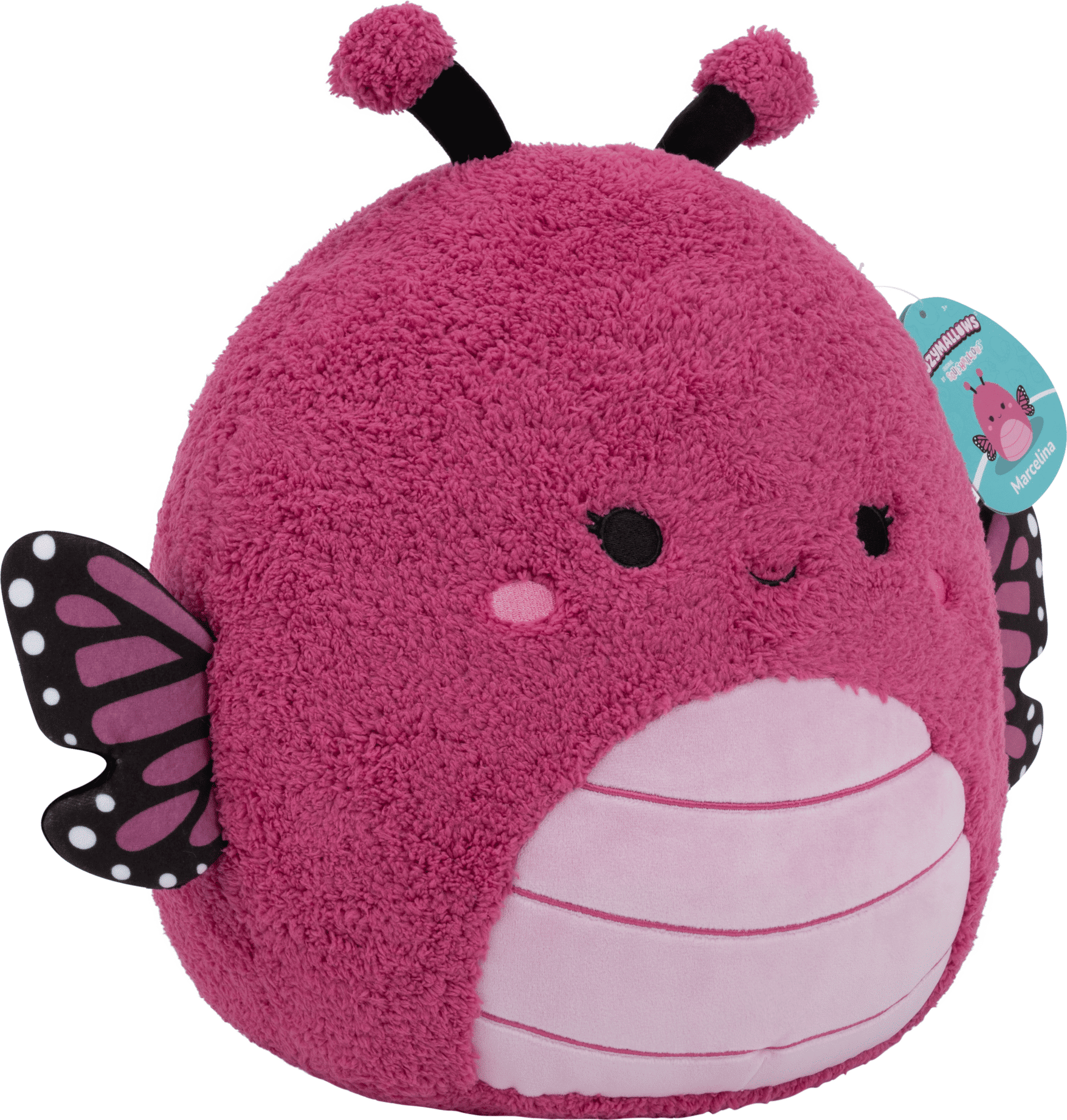 Jazwares Squishmallows Original 12in Marcelina Butterfly Plush - Soft Cuddly Toy for Kids - 12in Pink/Magenta/Black
