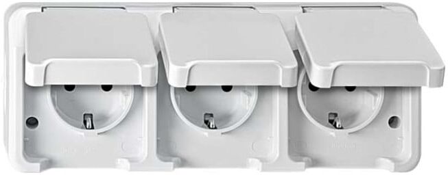 Merten SCHUKO-Dreifach-Steckdose lichtgrau MEG2390-8029)