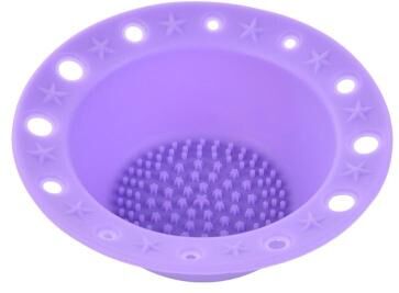 United Silicone Makeup Brush Cleaner Bowl With Textured Cleaning Tray For Deep Brush Care purple