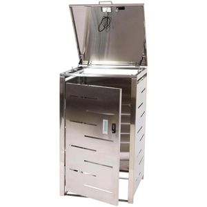 Mendler Mülltonnenbox HWC-E83, Edelstahl, für 1 Mülltonne bis 120 Liter, abschließbar