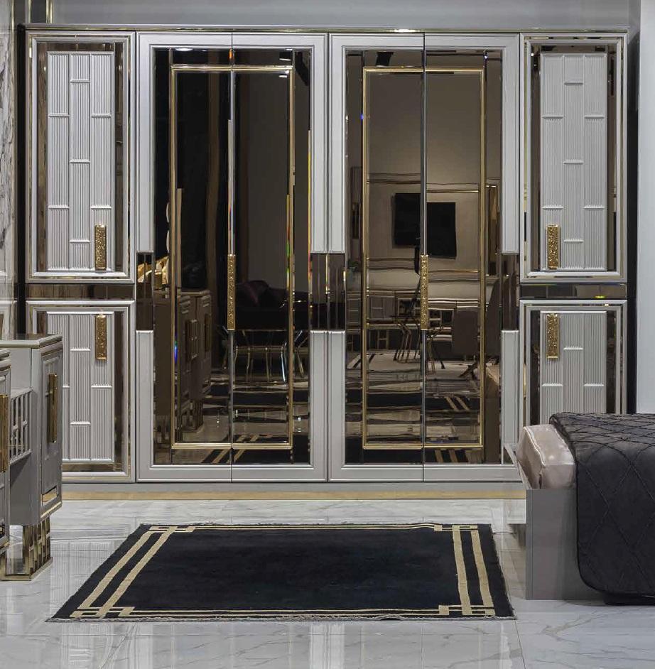 Kleiderschrank Schrank Hochglanz Schränke Glänzende Möbel Luxus Glitzer Gold