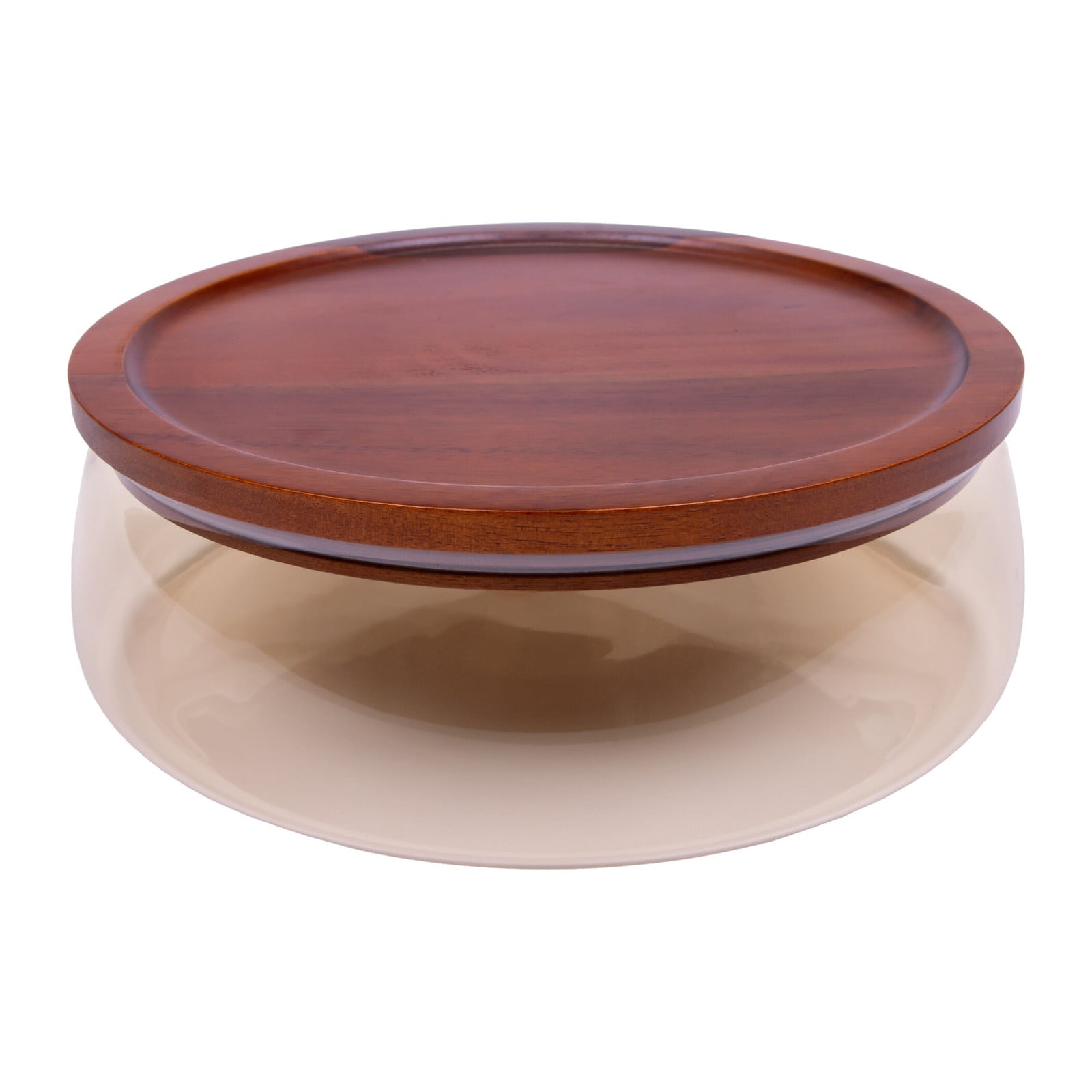 QUVIO Glazen opbergbak met deksel, Bruin, Diameter: 23 cm