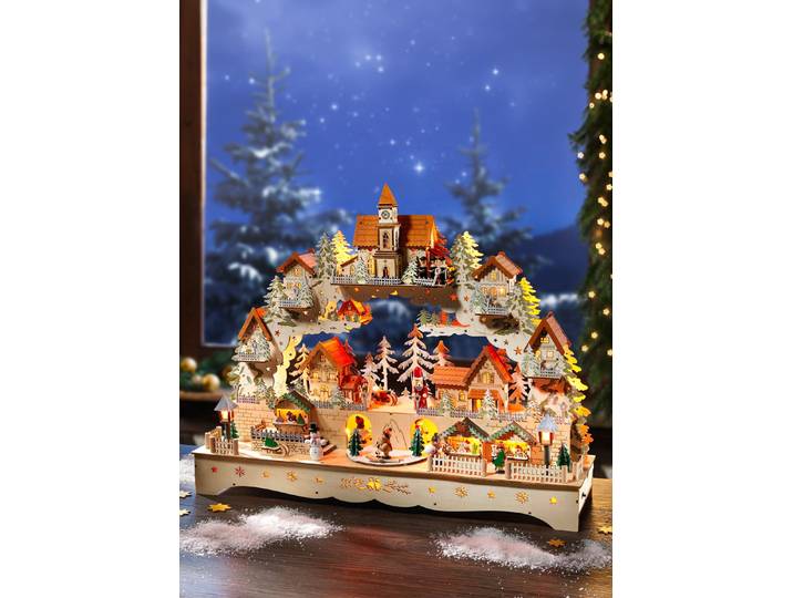 Schwibbogen mit 20 LEDs, Natur-Grün