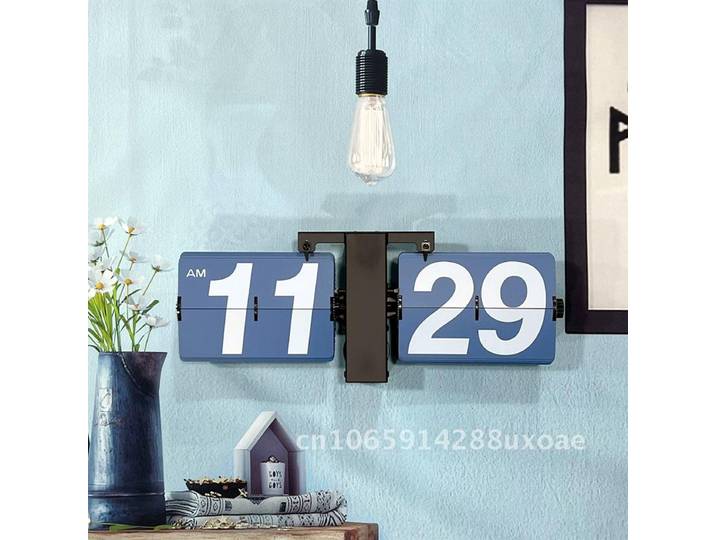 Horloge à affichage mécanique rétro automatique, grande horloge murale pour salle d'accueil, horloge de bureau minimaliste, horloge murale