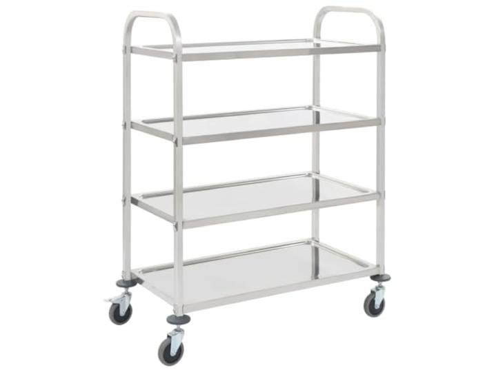 Foknhdi 4-Stufiger Servierwagen Edelstahl Küchenwagen 107x55x125cm Vier Etagen bieten viel Ablagefläche für Gastronomie und Küche. Leichtgängige TPR Rollen sorgen für leise Transportwege.