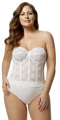 Plus Size Women's Make it Lace Strapless Longline 6621 by Elila in White (Size 46 H)