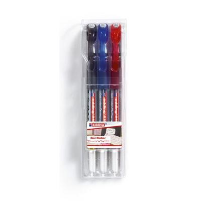 Edding Gelroller 2185 schwarz+rot+blau 3er Set