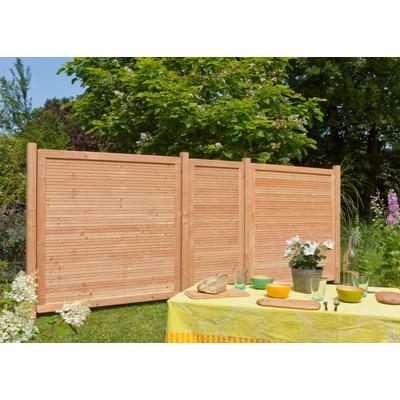 Dichtzaun KIEHN-HOLZ, beige (natur), H:180cm, Holzwerkstoff, Zaunelemente, 3-tlg., LxH: 486x180 cm, mit 4 Pfosten