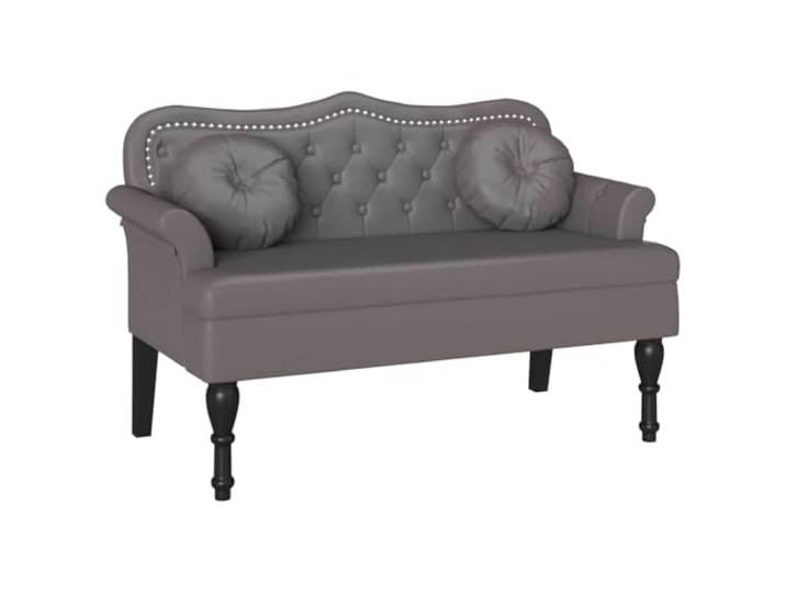 HKTMGDNG Chesterfield Bank mit Kissen Grau Kunstleder 120,5 cm Stilvolle Polsterbank mit klassischer Knöpfung und Holzbeinen für Flur, Schlafzimmer und Wohnzimmer.