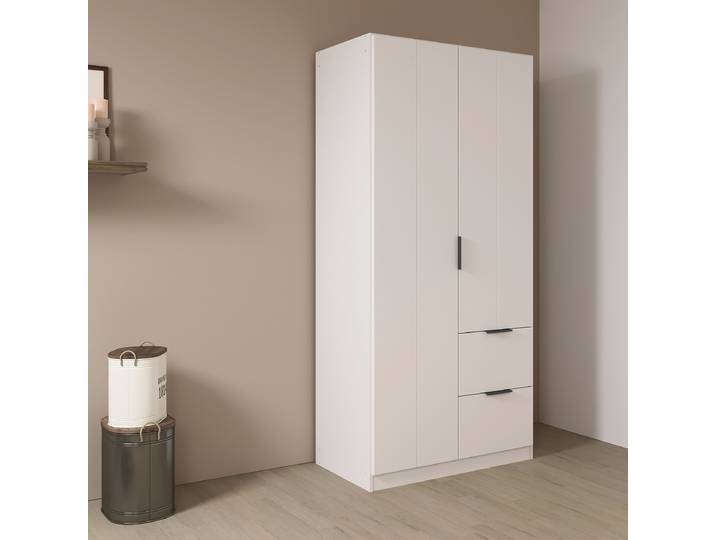 Drehtürenschrank Ella 91cm Weiß/Alpinweiß
