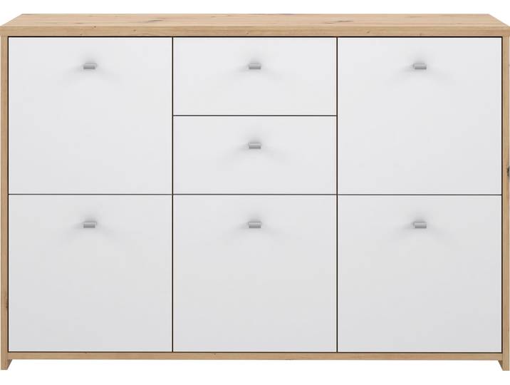 Kommode FORTE CHEST , grau (artisan eiche, weiß), B:114,1cm H:77,5cm T:29,6cm, Sideboards, Kommode, Breite ca. 114 cm