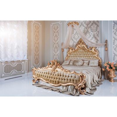 Fototapete PAPERMOON "KÖNIGLICHES BETT-LUXUS SCHLAFZIMMER DEKOR KLASSISCH XXL", bunt, B:4,5m L:2,8m, Vlies, Tapeten
