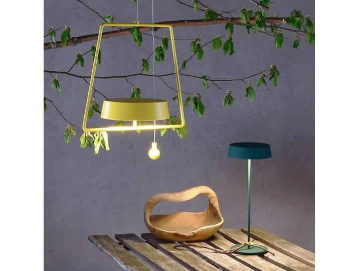Deko-Light LED-Hängeleuchte Miram mit Akku, dimmbar, gelb Miram, dimmbar, gelb / orange, für Wohn- / Esszimmer, Aluminium, Modern