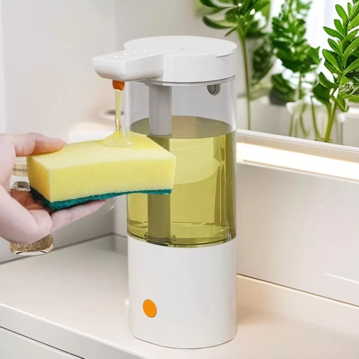 INF Distributeur de savon sans contact USB rechargeable 400ml – Automatique mains libres, capteur 0.3s, boîtier ABS blanc