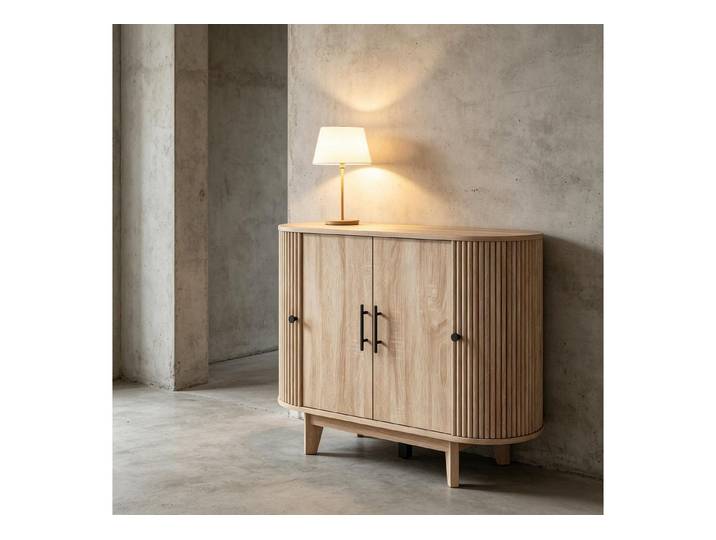 Fine Life Pro Sideboard Buffet-Salon, kleiner Essschrank, ovale Optik, 4 Türen