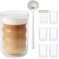 Relaxdays Latte Macchiato Gläser mit Löffel Transparent