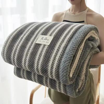 Inspired Finds Soft Chenille Knit Throw Blanket Handmade Crochet Style, Machine Washable For Couch & Bed gray Stripe 120x200cm 0.9kg