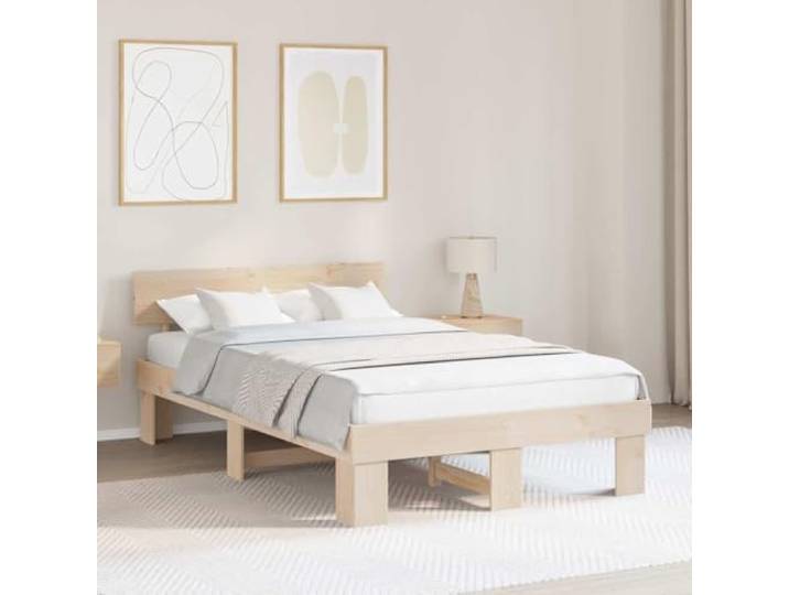YNGBHFNOP Massives Kiefernholz Modernes Design 135x190cm Braun Bettgestell Massivholz Kiefer mit Kopfteil Natur 135x190 cm Lattenrost Stabil Modernes Design