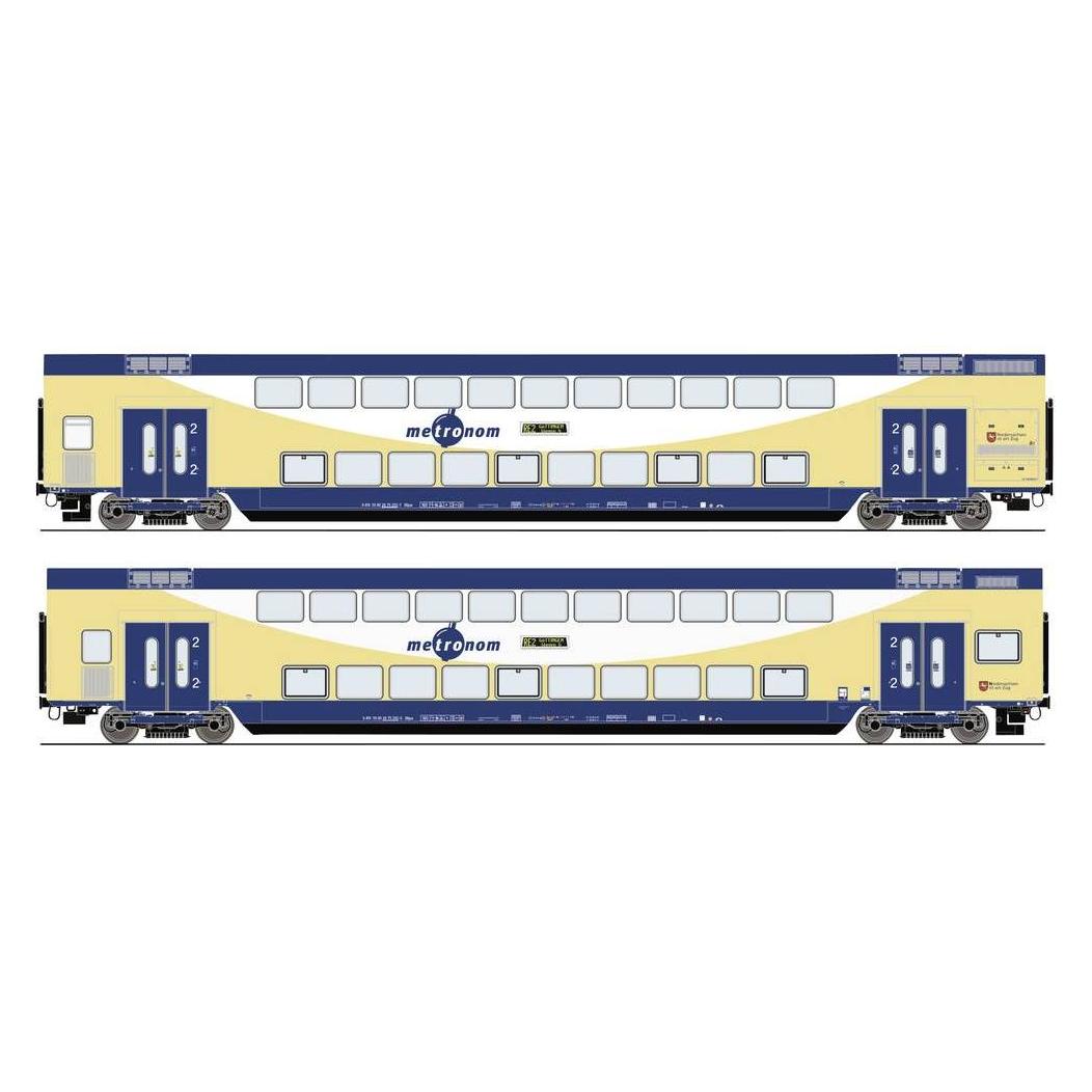 Roco H0 Ro 2er-Set Doppelstockwagen, Metronom (Spur H0) (6220106)