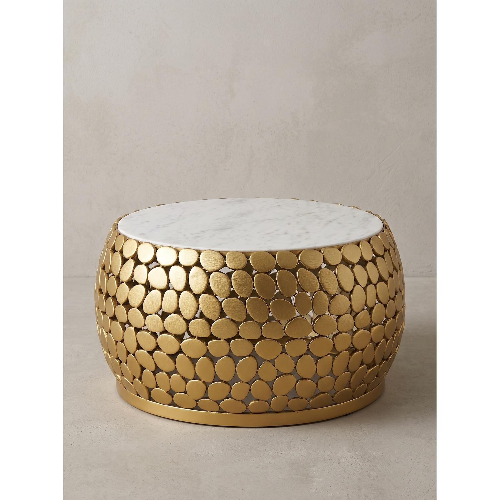 Couchtisch Marmor Gold-Weiß Ø 66x32 cm - DIEMEL Kadima Design