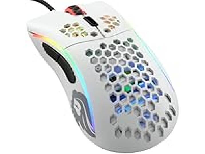 GLORIOUS Gaming Model D- (Small) Bedrade Gaming Muis - 61g Superlicht Honingraat Ontwerp, RGB, Ergonomisch, Pixart 3360 Sensor, Omron Schakelaars, PTFE Voetjes, 6 Knoppen - Mat Wit