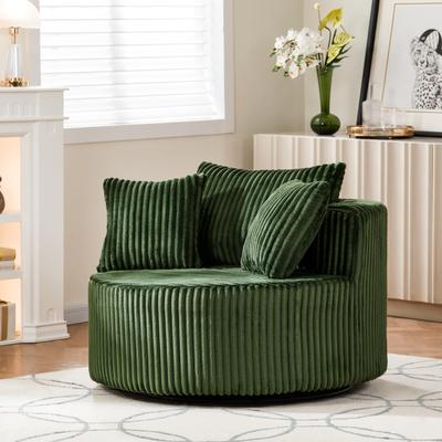 GREATPLANINC Oversized Round Swivel Accent Chair with Pillows