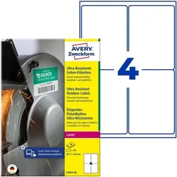 Avery Zweckform Ultra-Resistente 99,1 x 139 mm Folien-Etiketten L7915-10 weiß