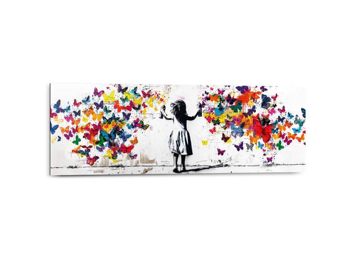 Deco-Panel REINDERS Graffiti-Schmetterlinge , bunt (farbe bild(er): mehrfarbig), B:90cm H:30cm T:2cm, Bilder, Deco-Panel, Teenager Zimmer - Mehrfarbig - MDF - Street Art - 90x30 cm