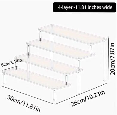 Uplifted Finds Acrylic Stepped Perfume Display Rack Tiered Cosmetic & Vanity Desktop Storage Shelf 4 Layers