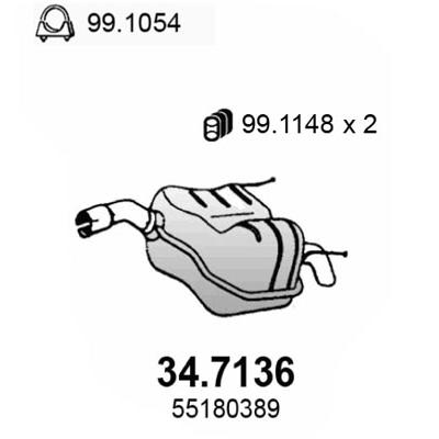 ASSO Endschalldämpfer 347136 für Vaughall Opel