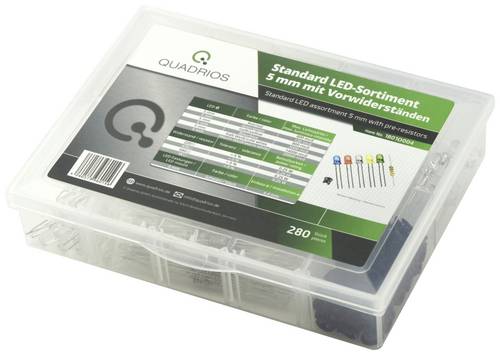Quadrios LED-Sortiment Rot, Grün, Gelb, Blau, Kaltweiß, Warmweiß 5mm 20mA 3.0V